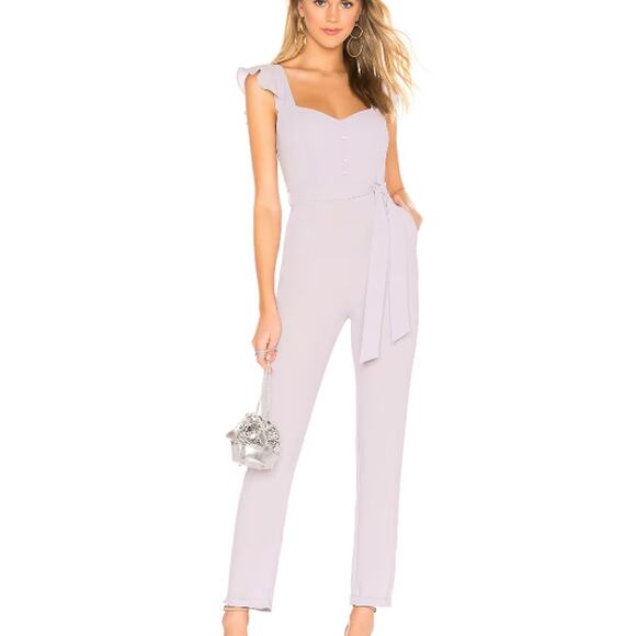Revolve Lavender Smocked Jumpsuit SMALL Cottagecore Pastel More to Come $88 NEW - Picture 1 of 9